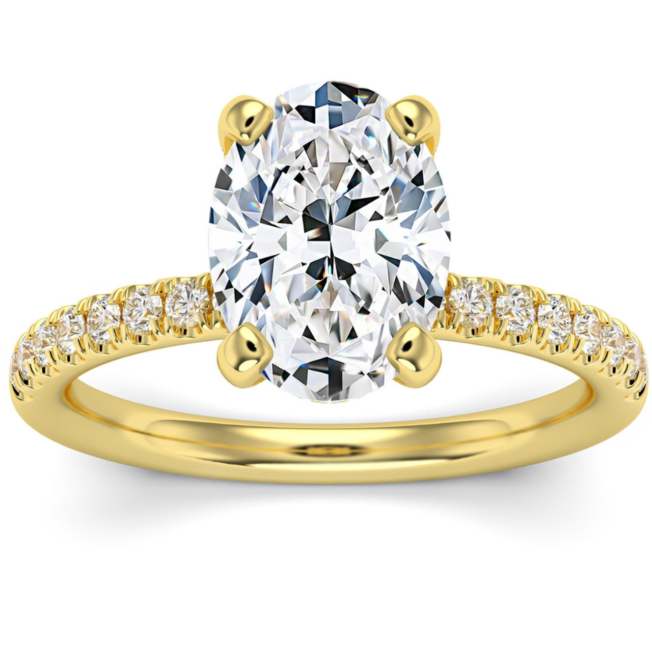 3 1/2Ct Oval Diamond Engagement Ring Lab Grown in 14k Gold Hidden Halo (G-H, VS)