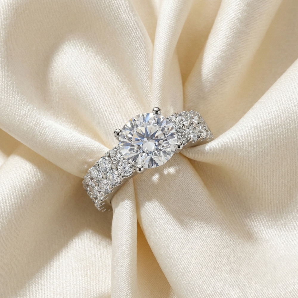 3 1/2ct Diamond Engagement Wedding Ring Set 14K White Gold Lab Grown (G-H, VS)