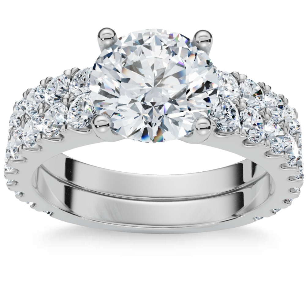 3 1/2ct Diamond Engagement Wedding Ring Set 14K White Gold Lab Grown (G-H, VS)