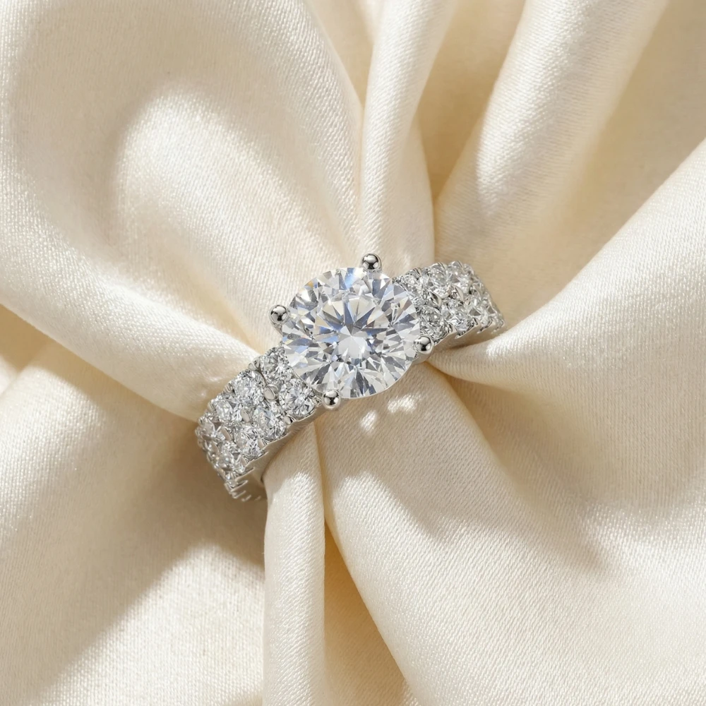 3 1/2ct Diamond Engagement Wedding Ring Set 14K White Gold Lab Grown (G-H, VS)