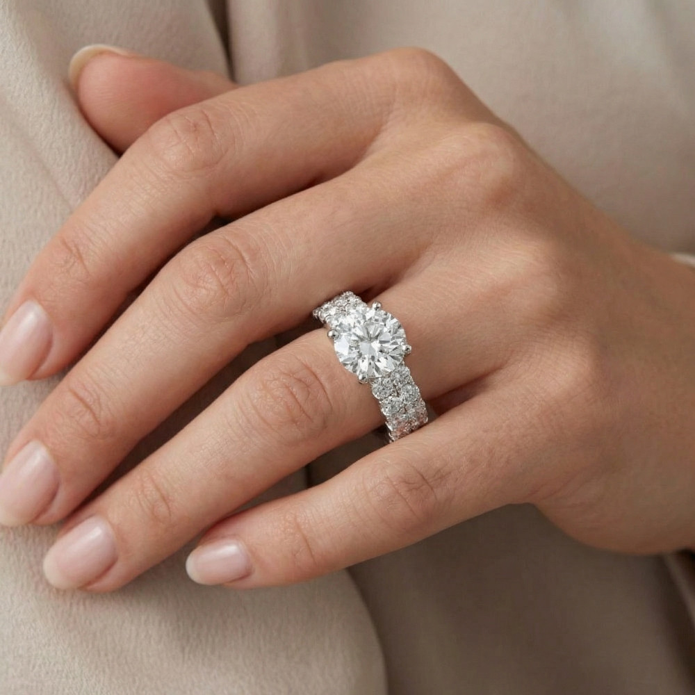 3 1/2ct Diamond Engagement Wedding Ring Set 14K White Gold Lab Grown (G-H, VS)