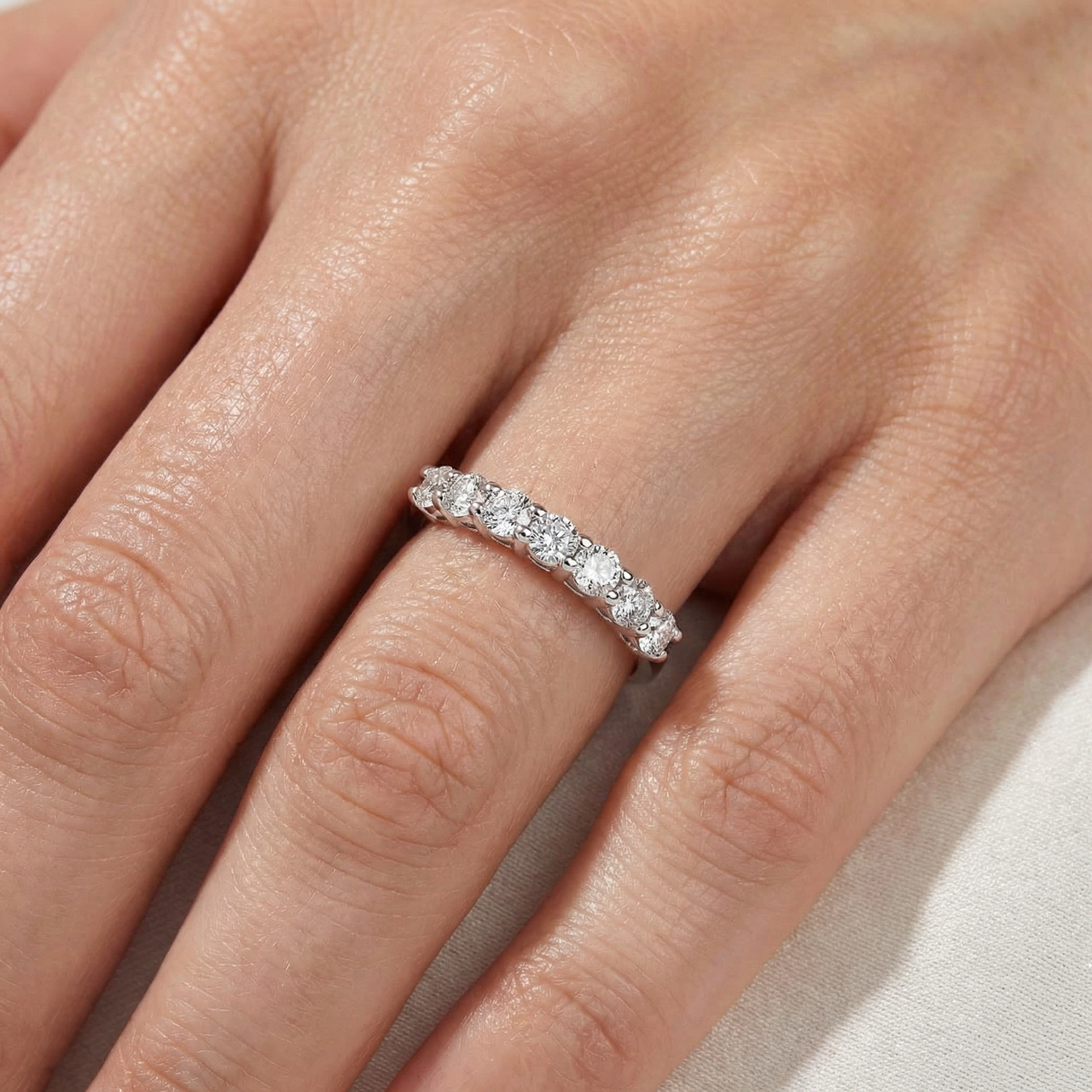 1 Carat TW Seven Stone Natural Round Diamond Wedding Anniversary Band – TimeLe$$ Classics
