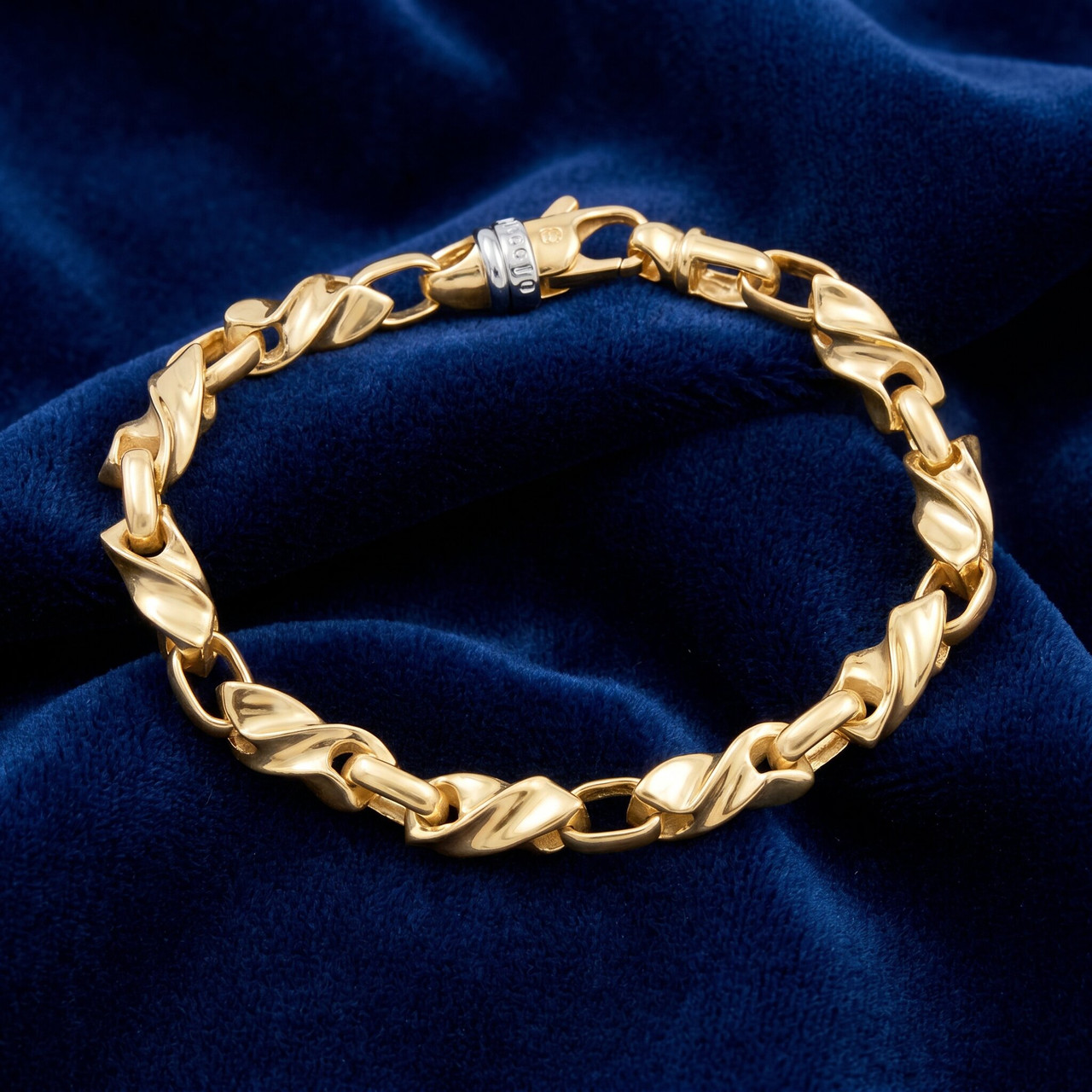 Men's Twisted & Round 14k Gold (45gram) or Platinum (84gram) 7mm Link Bracelet 8.5"
