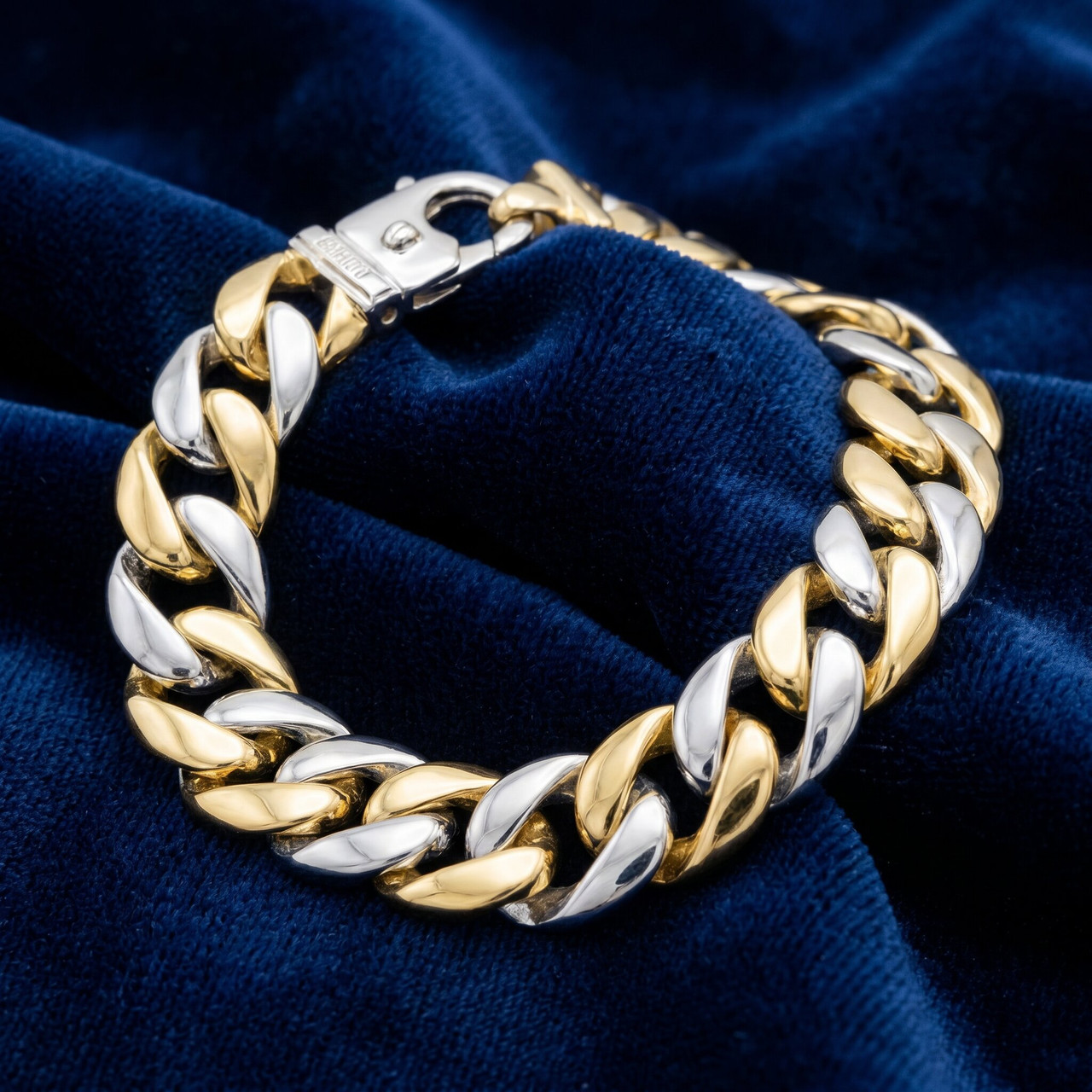 Men's Rounded Heavy Cuban 14k Gold (137gram) or Platinum (257gram) 19.5mm Link Bracelet 9.5"