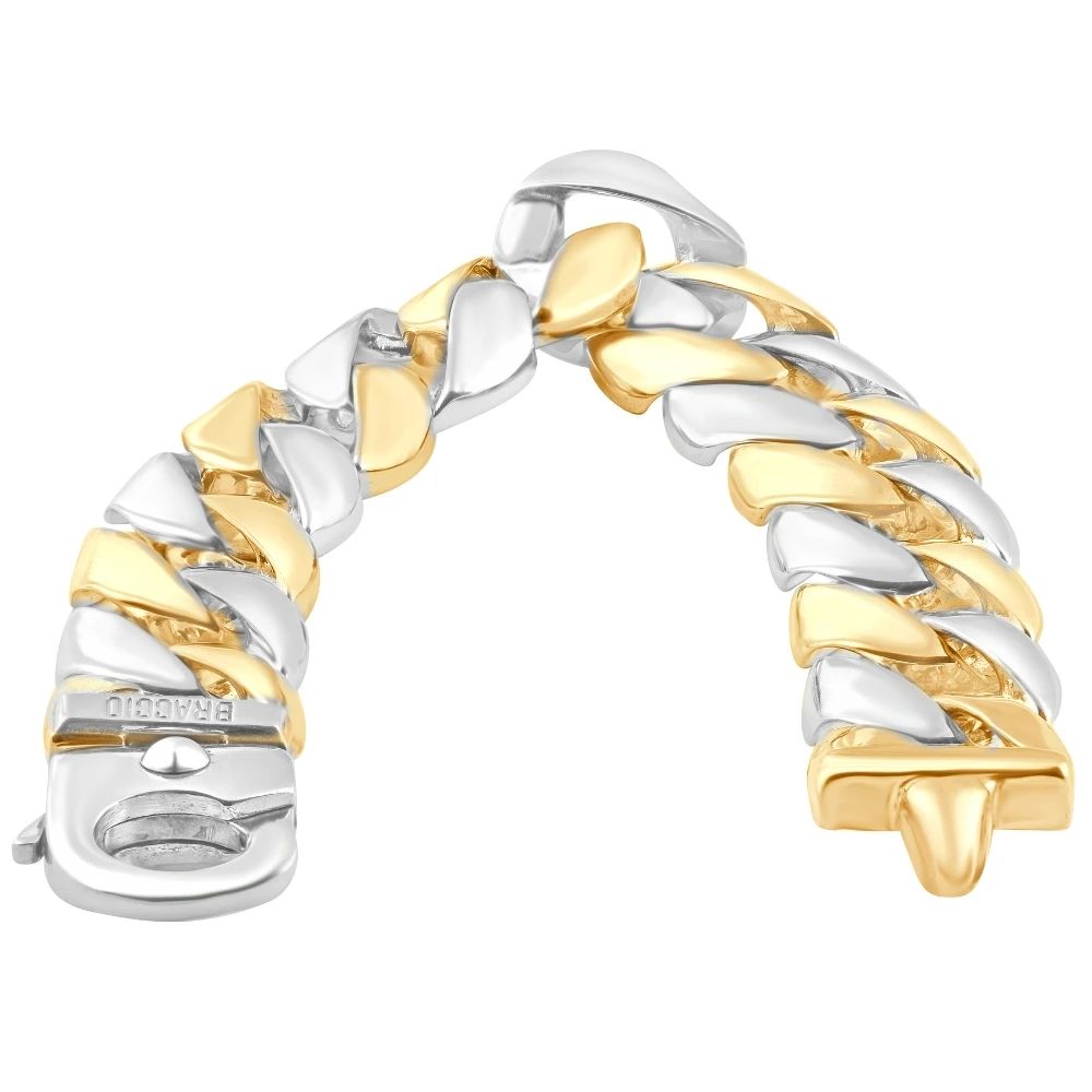 Men's Rounded Heavy Cuban 14k Gold (137gram) or Platinum (257gram) 19.5mm Link Bracelet 9.5"