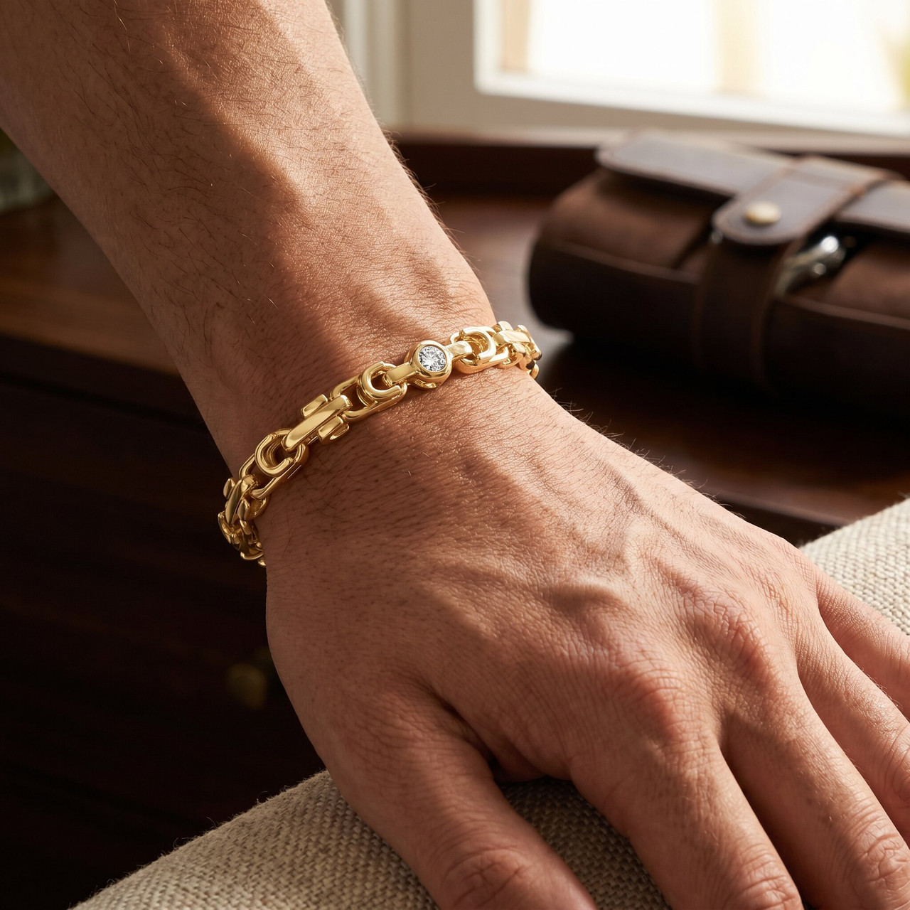 Men's 14k Gold (55gram) or Platinum (86gram) 10mm Link Bracelet 8.5"