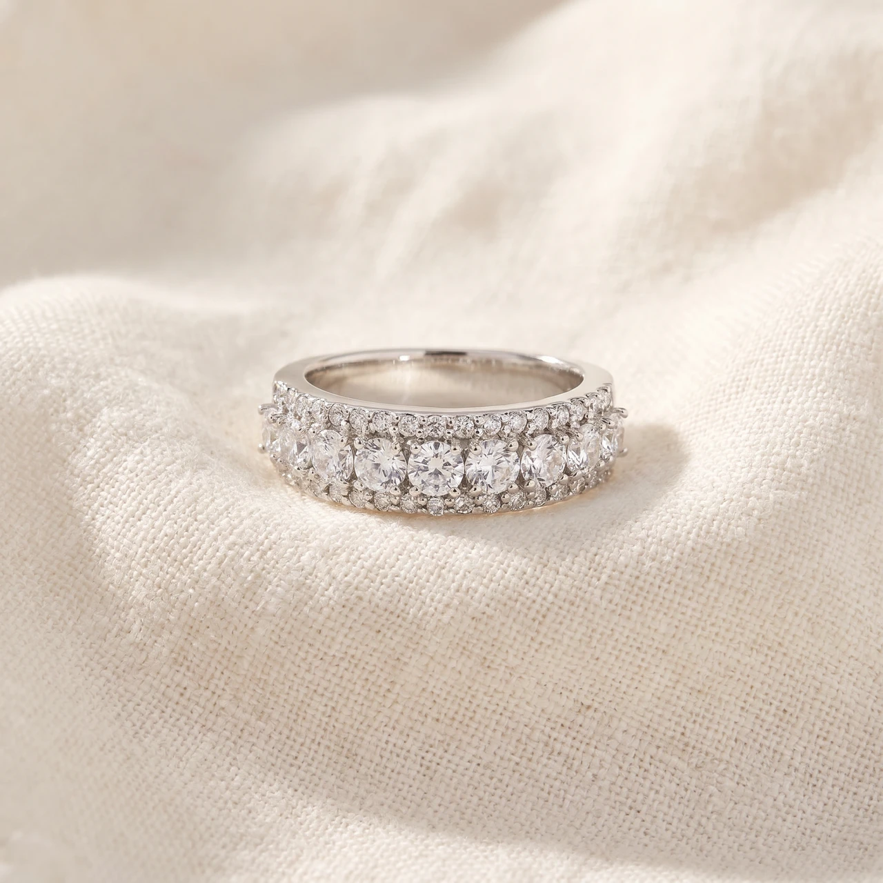 1 1/2ct Diamond Wedding Ring Womens Anniversary Band 14k White Gold (G-H, I1)