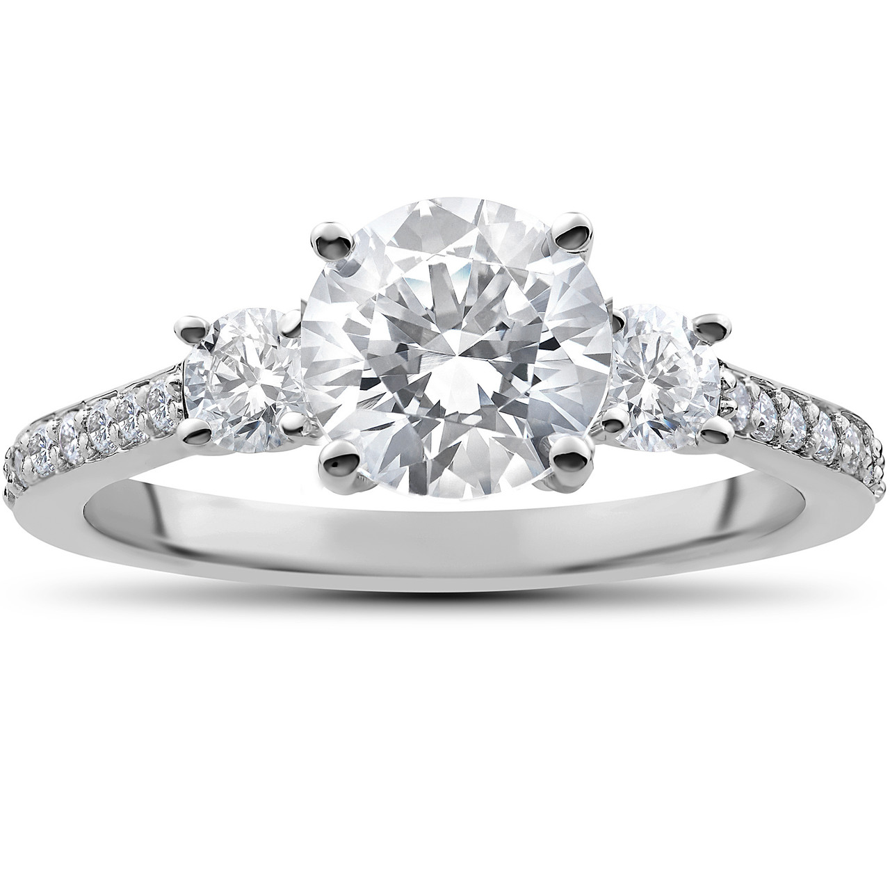 2 ct Round Diamond 3-Stone Lab Created Eco Friendly Engagement Ring White Gold (F-G, VS)