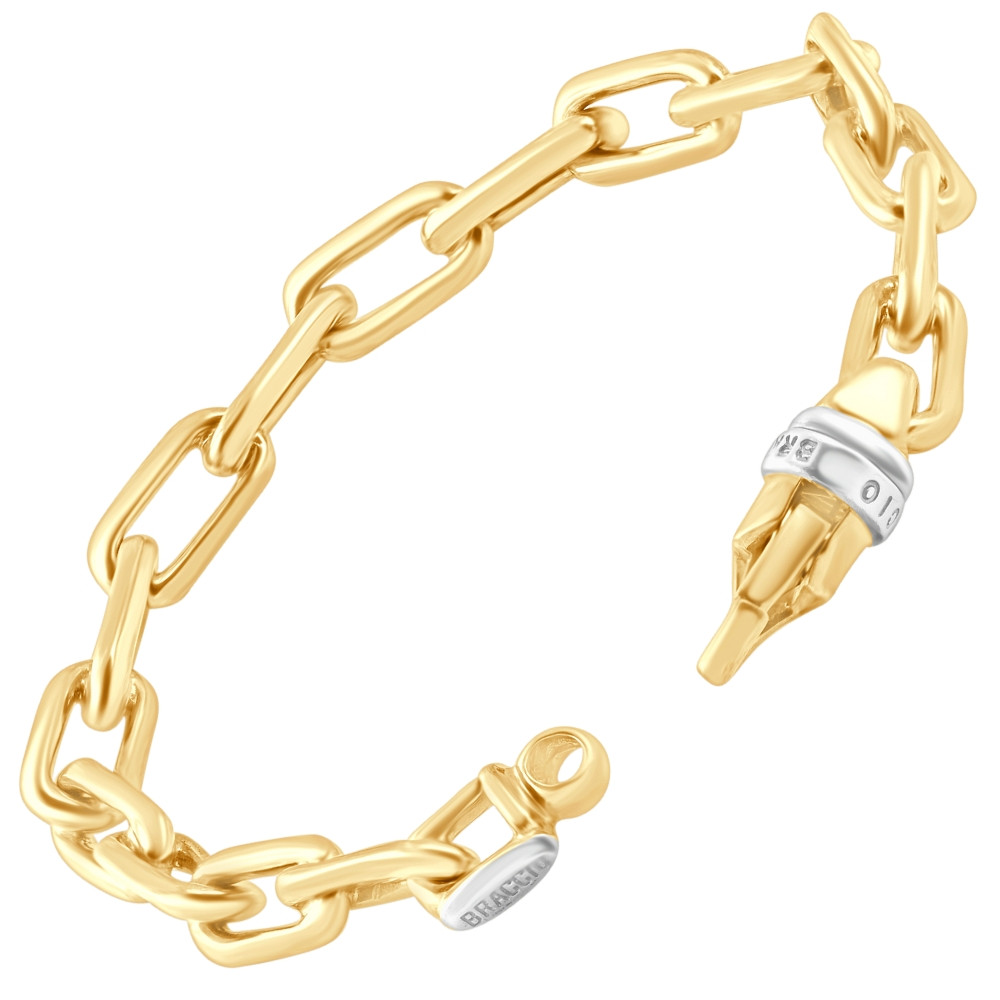 Men's Attached Round 14k Gold (34gram) or Platinum (55gram) 7.5mm Link Bracelet 8.5"