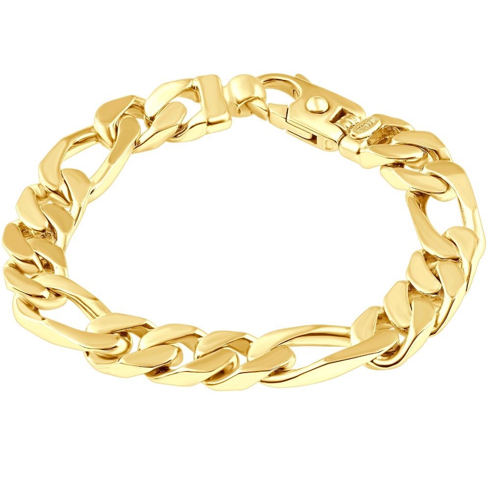 Men's Heavy Figaro 14k Gold (90gram) or Platinum (145gram) 10mm Link Bracelet 8.75"