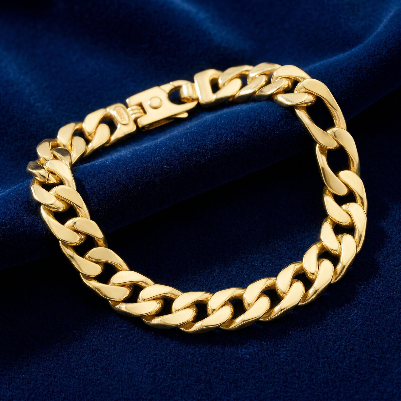 Men's Heavy Figaro 14k Gold (90gram) or Platinum (145gram) 10mm Link Bracelet 8.75"