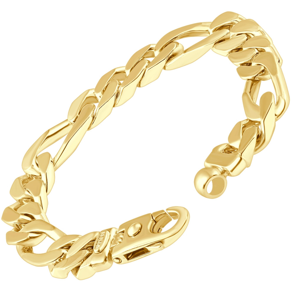 Men's Heavy Figaro 14k Gold (90gram) or Platinum (145gram) 10mm Link Bracelet 8.75"