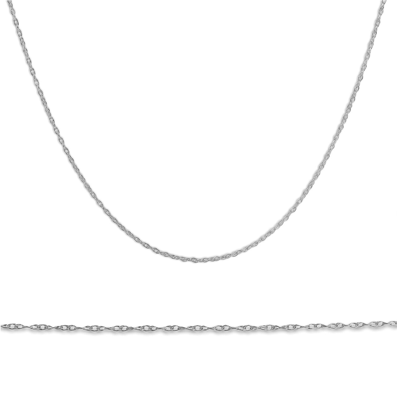 Solid 10k White Gold 18" Dainty Chain With Spring Ring