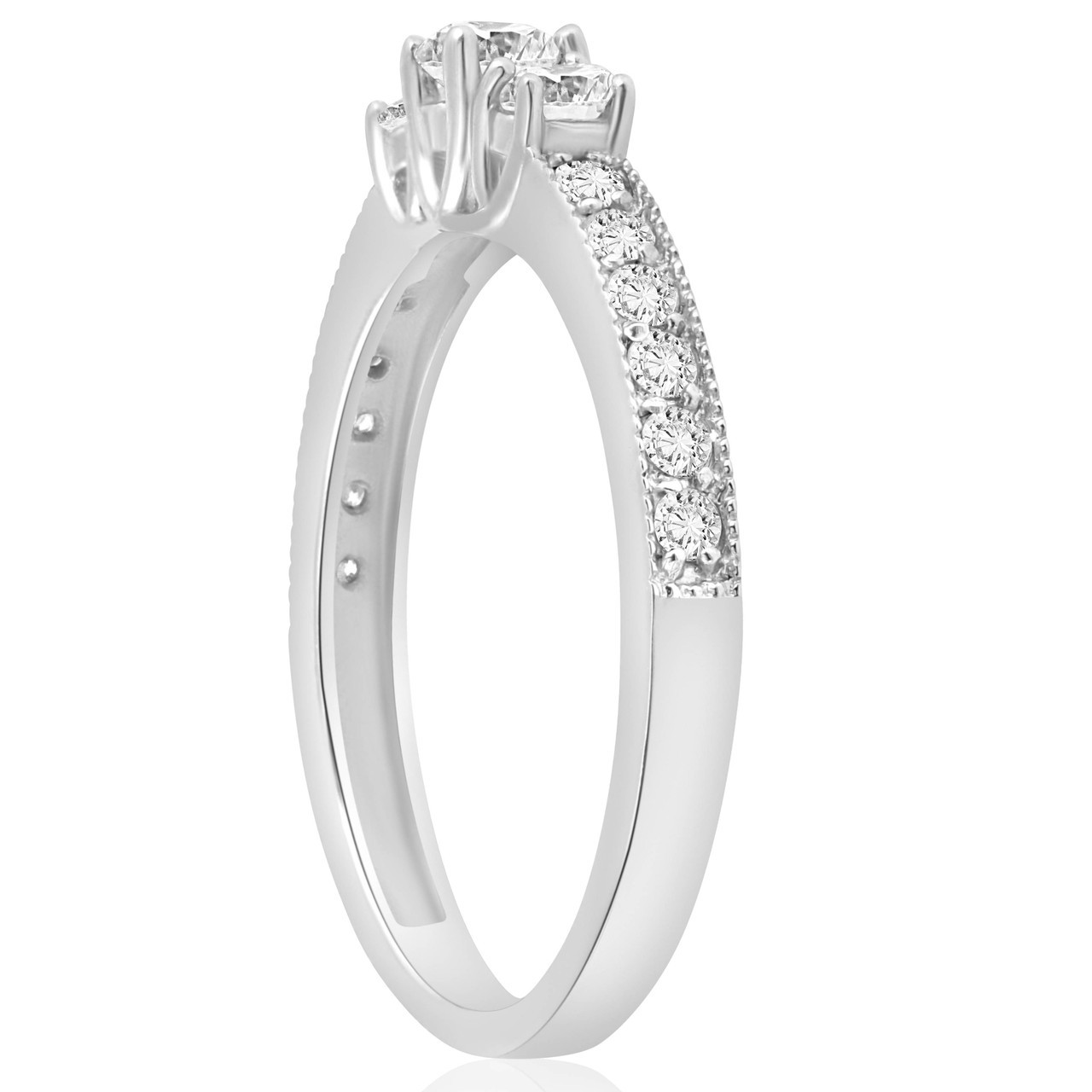 1/2ct 3 Stone Diamond Ring 14K White Gold (G-H, I1)