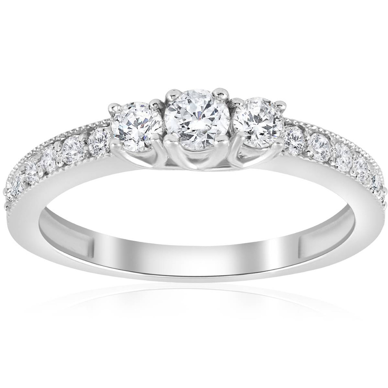1/2ct 3 Stone Diamond Ring 14K White Gold (G-H, I1) 1/2ct 3 Stone Diamond Ring 14K White Gold (G-H, I1)