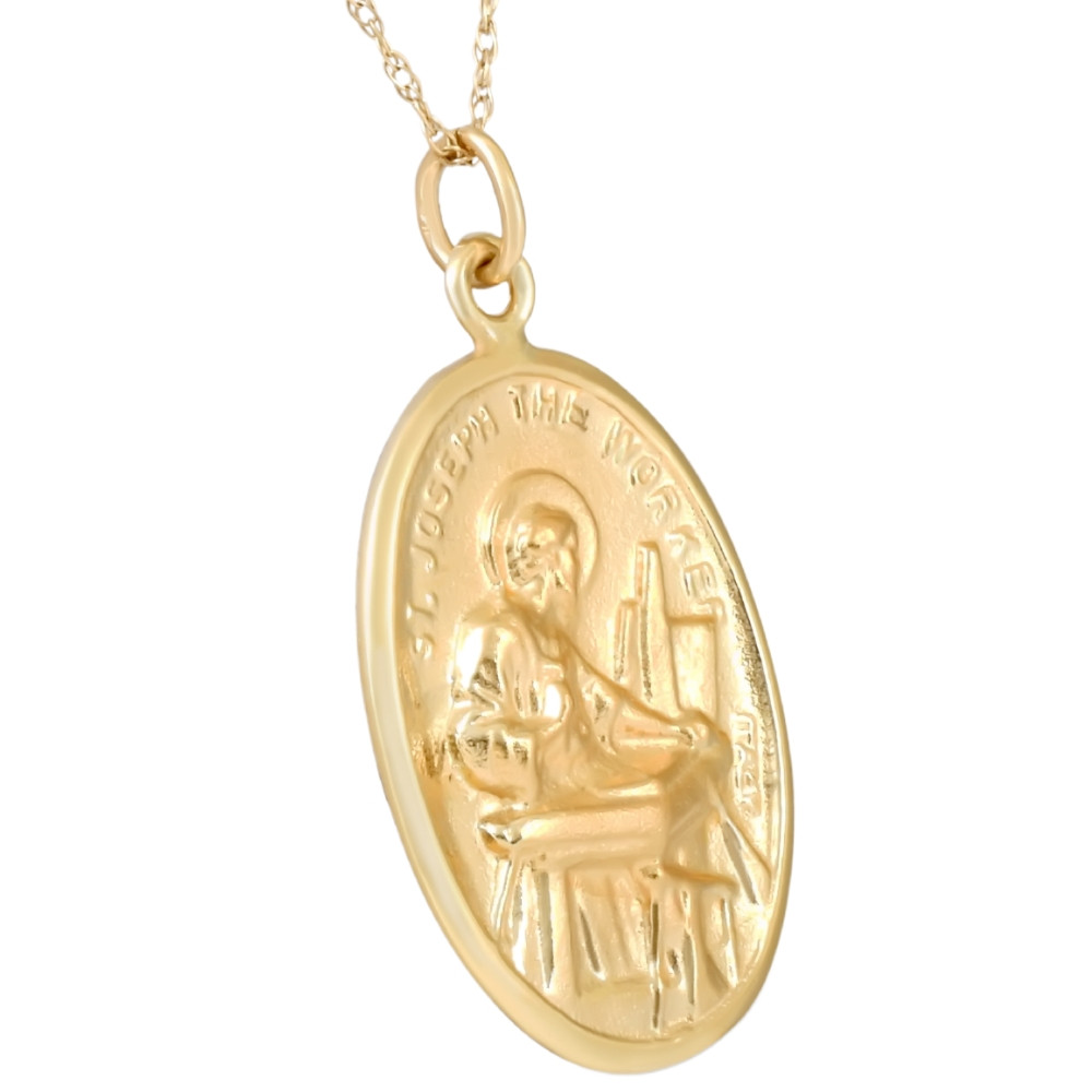 14k White or Yellow Gold St. Joseph Medal Pendant 1" Tall 2.5 Grams