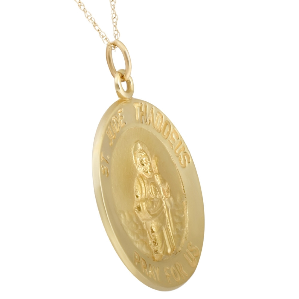 14k Yellow Gold St. Jude Thaddeus Medal Pendant 1" Tall 3 Grams