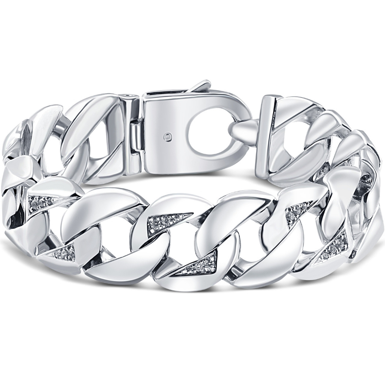 Men's 14k Gold (147gram) or Platinum (276gram) 20mm Diamond Bracelet 9" (H-I, SI)
