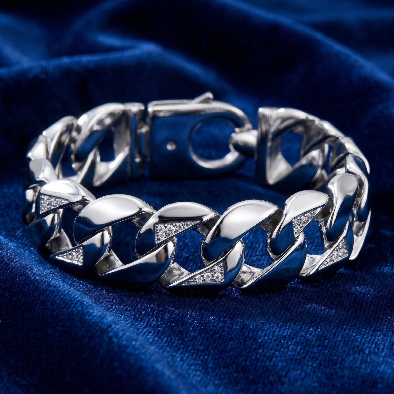 Men's 14k Gold (147gram) or Platinum (276gram) 20mm Diamond Bracelet 9" (H-I, SI)