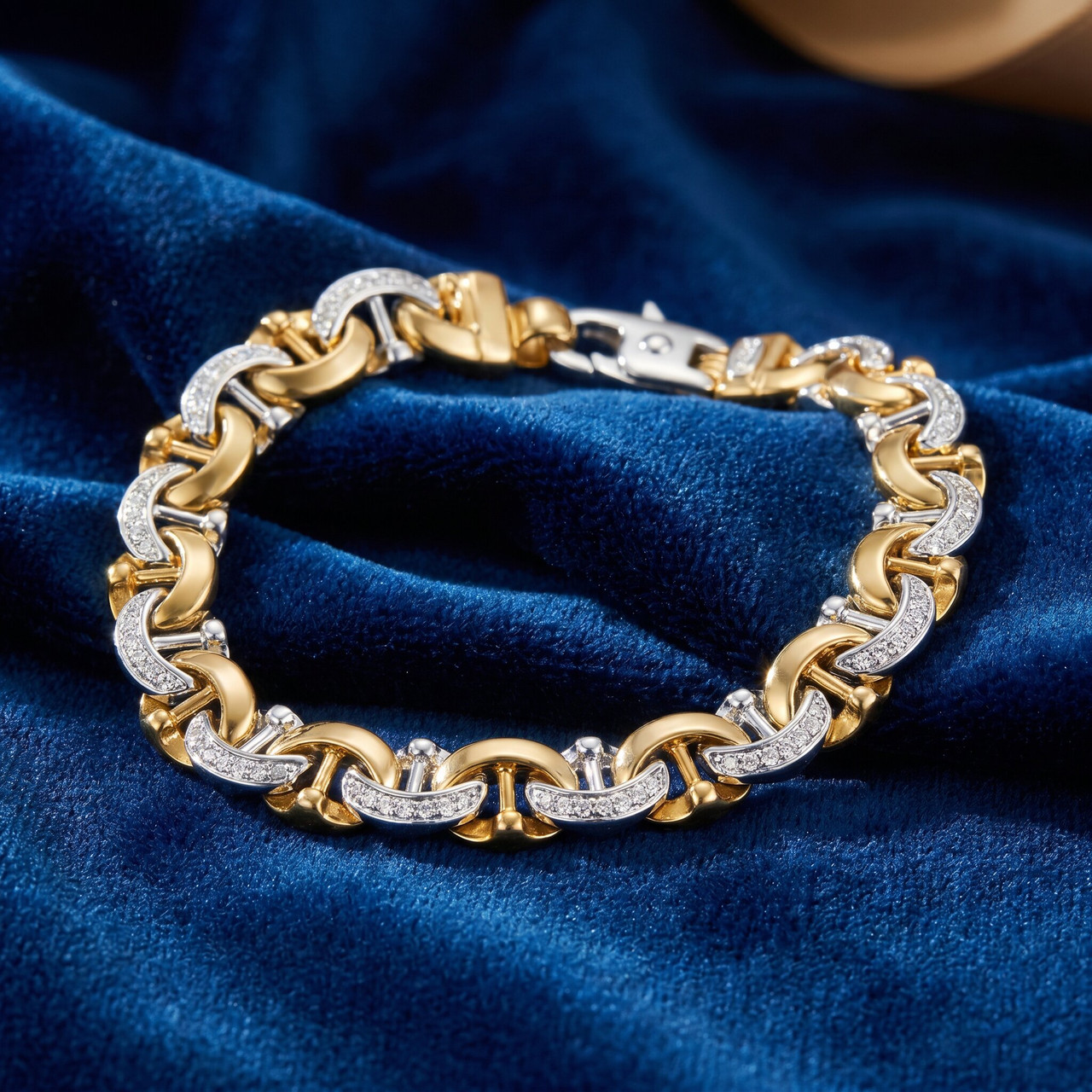 Men's 14k Gold (47gram) or Platinum (88gram) 10.5mm Diamond Bracelet 8.5" (H-I, SI)