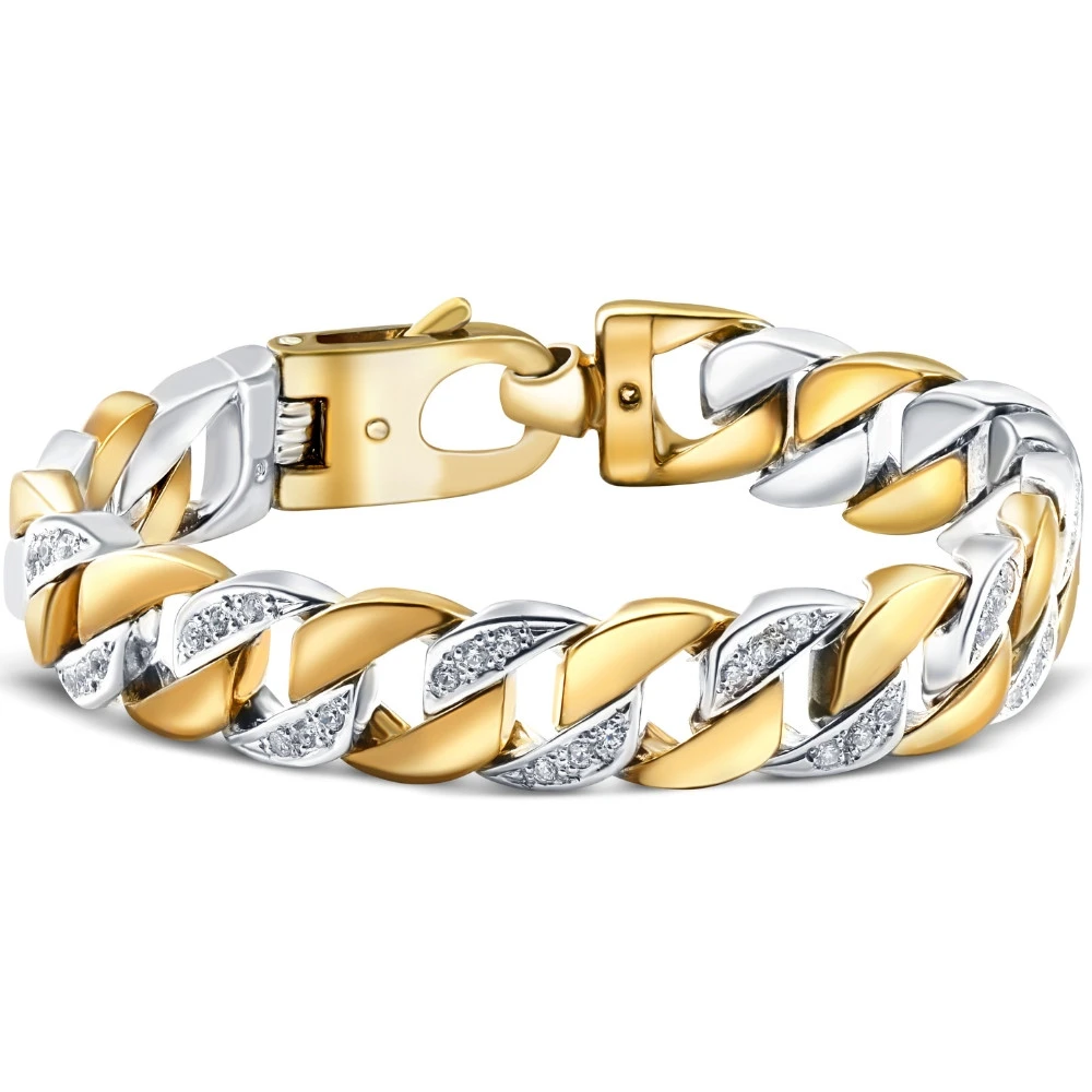 Men's 14k Gold (101gram) or Platinum (163gram) 13mm Diamond Bracelet 8.75" (H-I, SI)