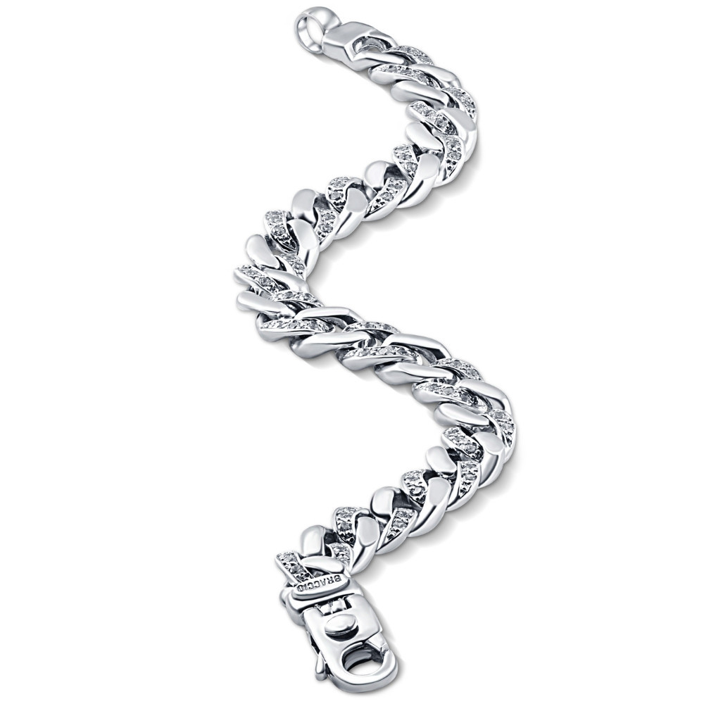 Men's 14k Gold (45gram) or Platinum (72gram) 9.5mm Diamond Bracelet 8.5" (H-I, SI)