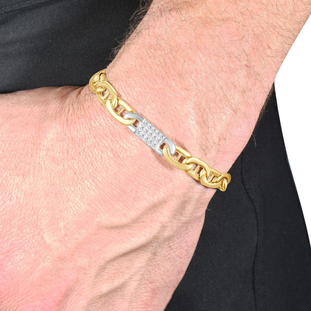 Men's 14k Gold (39gram) or Platinum (63gram) 8.5mm Diamond Bracelet 9" (H-I, SI)