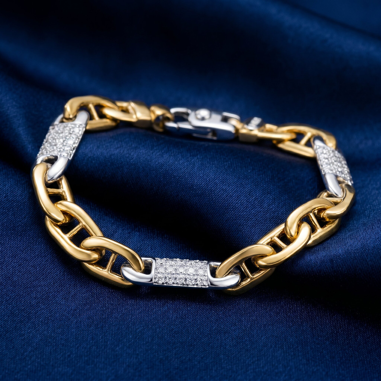 Men's 14k Gold (39gram) or Platinum (63gram) 8.5mm Diamond Bracelet 9" (H-I, SI)