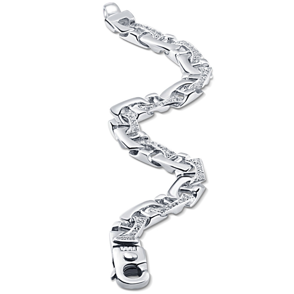 Men's 14k Gold (44gram) or Platinum (71gram) 8.5mm Diamond Bracelet 8.5" (H-I, SI)