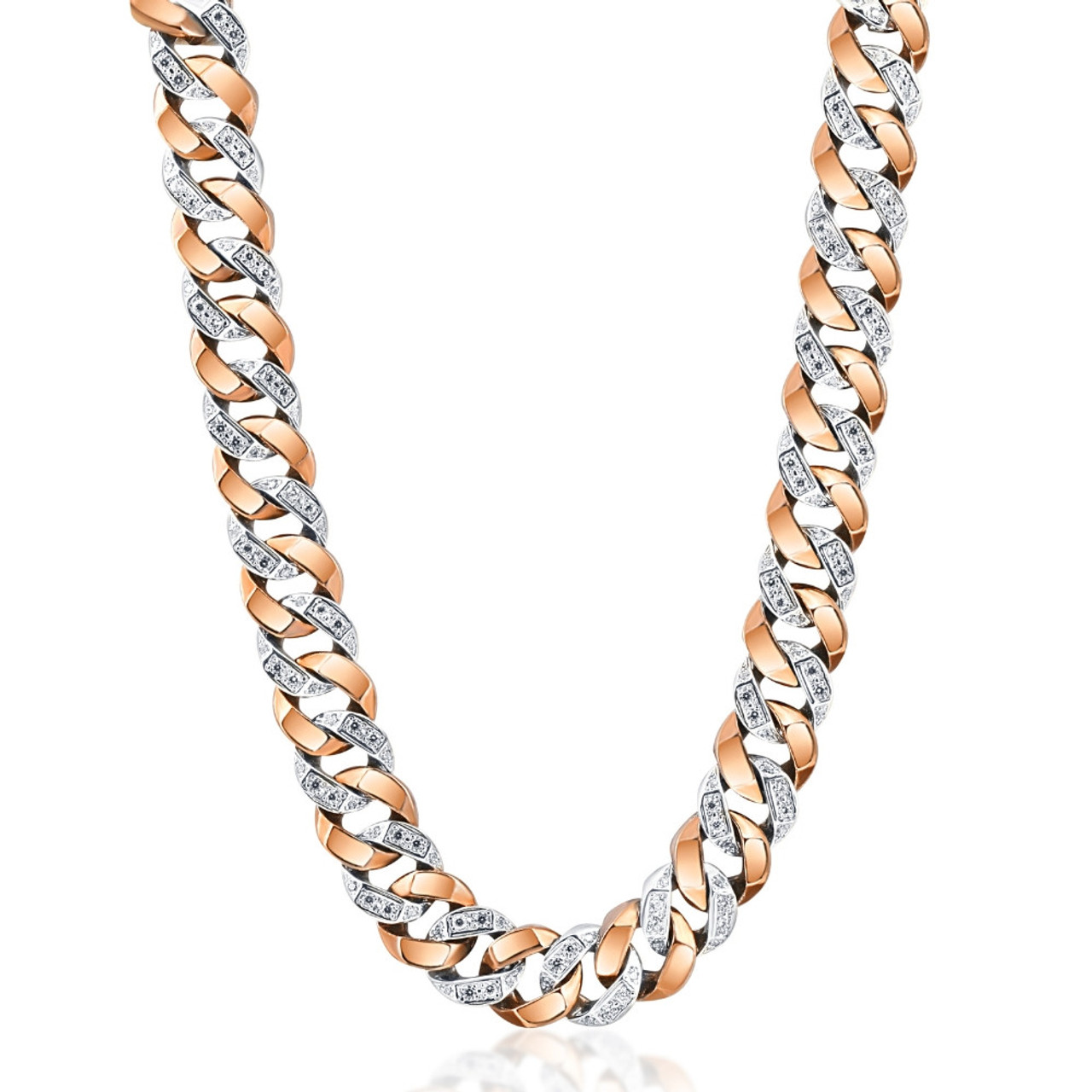 Diamond Prong Link Necklace (19mm) in Yellow Gold – LuxIcejewelry