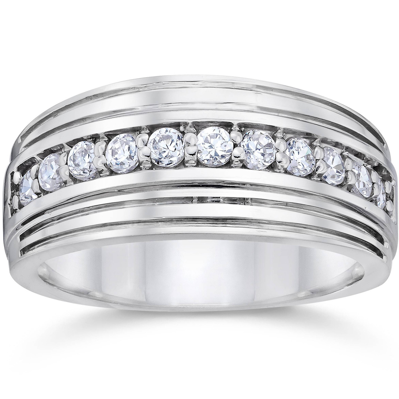 Diamond Anniversary Ring 1 ct tw Baguette-cut 10K White Gold