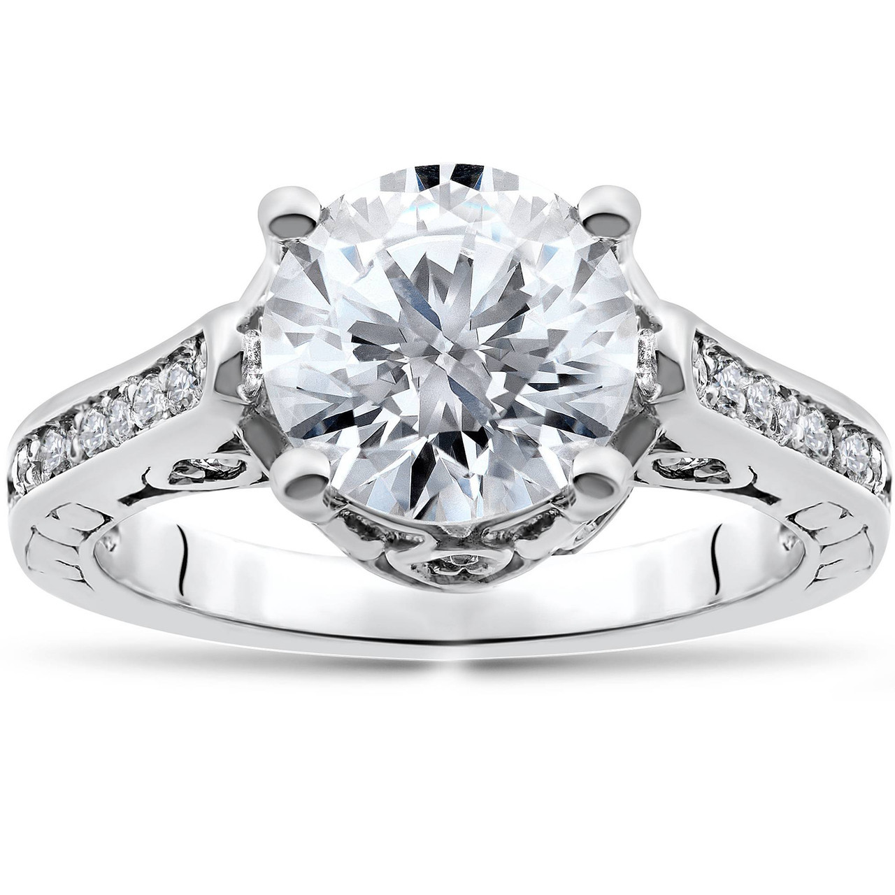 Certified 2 1/3Ct Diamond Engagement Ring 14k White Gold Lab Grown (G-H, VS2-SI1)
