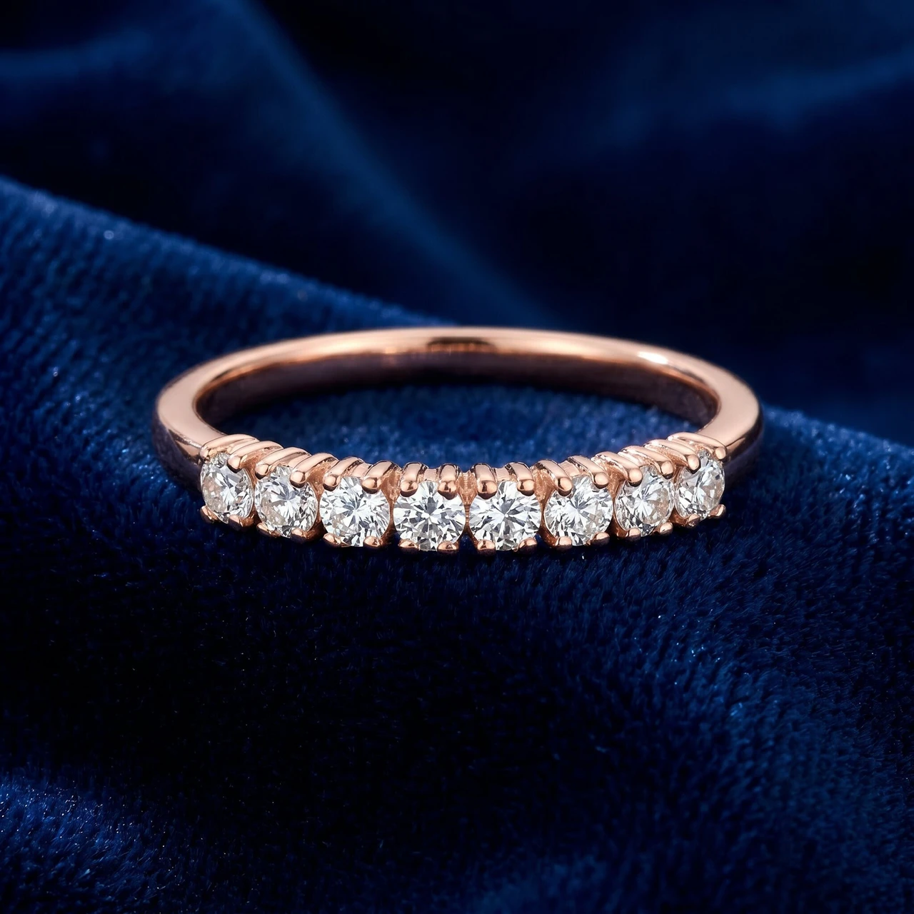 Diamond Wedding Ring 14K Rose Gold (G-H, I1)