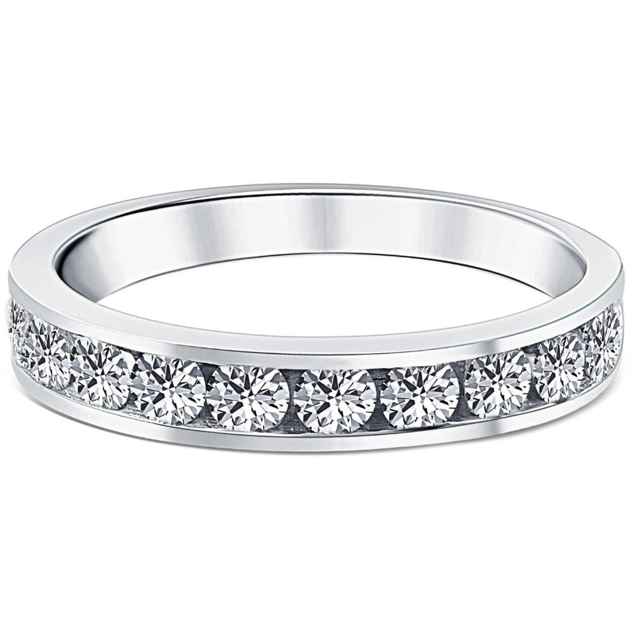 2.25 Carat Radiant Cut Channel Diamond Wedding Ring Set In 14K White Gold