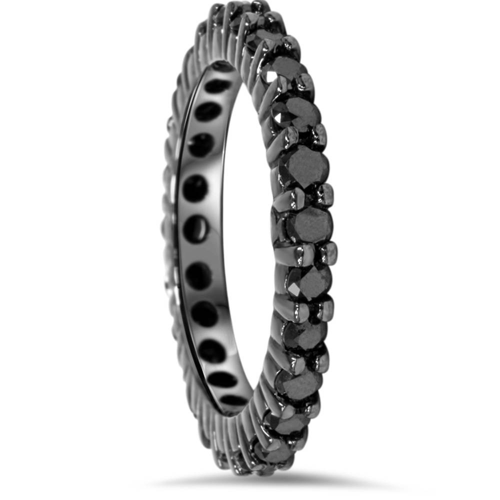 1ct Black Diamond Eternity Wedding Ring 14K Black Gold (Black, I2-I3)