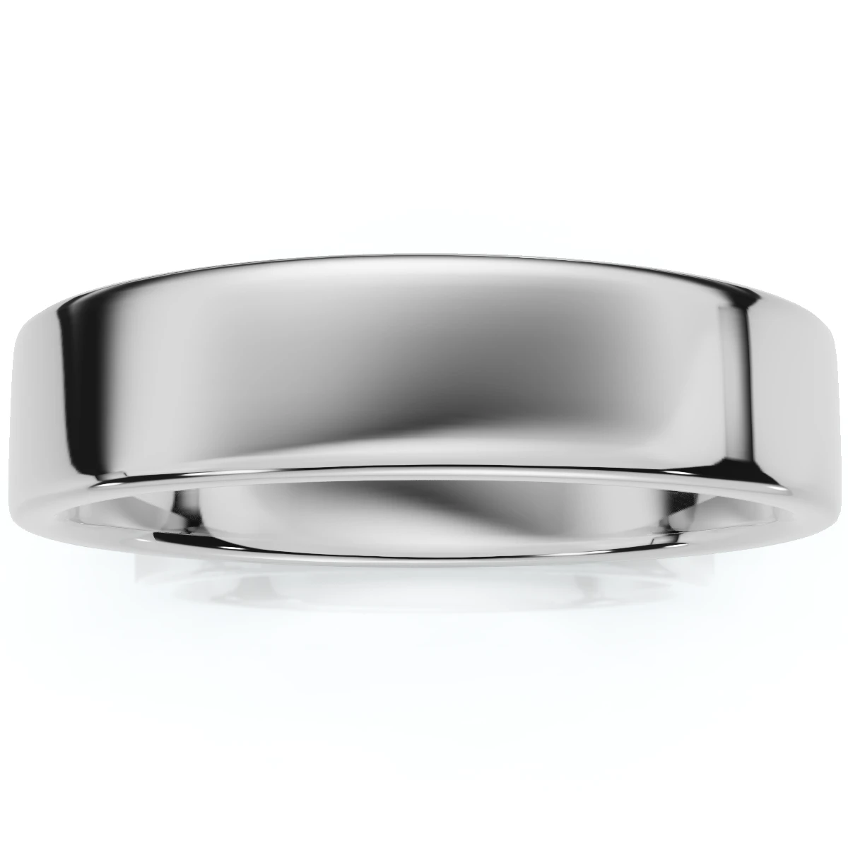 5mm Flat High Polished Wedding Plain Comfort Fit Band 14K White Gold Unisex