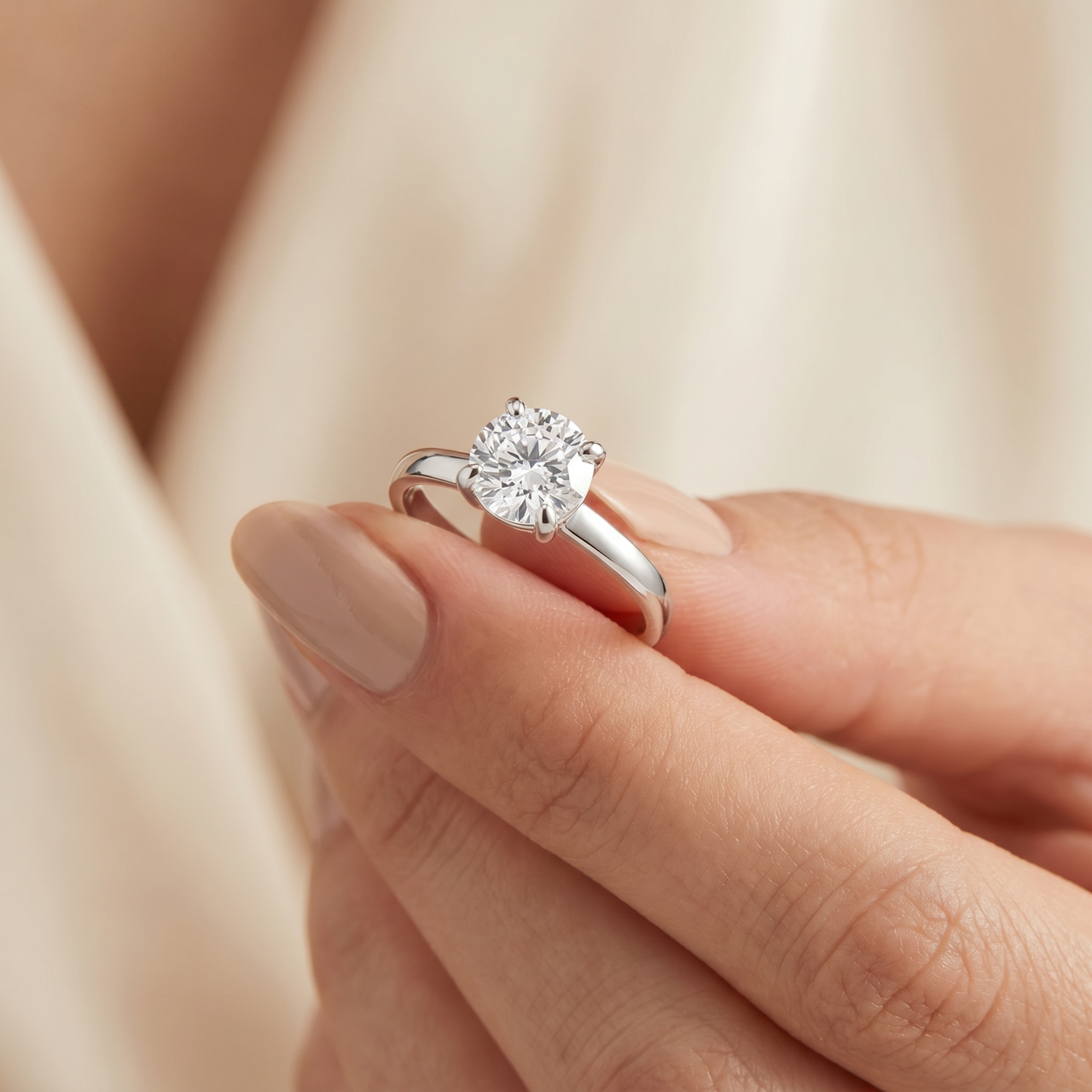 1 ct Diamond Solitaire Engagement Ring 14k White Gold (G-H, SI)
