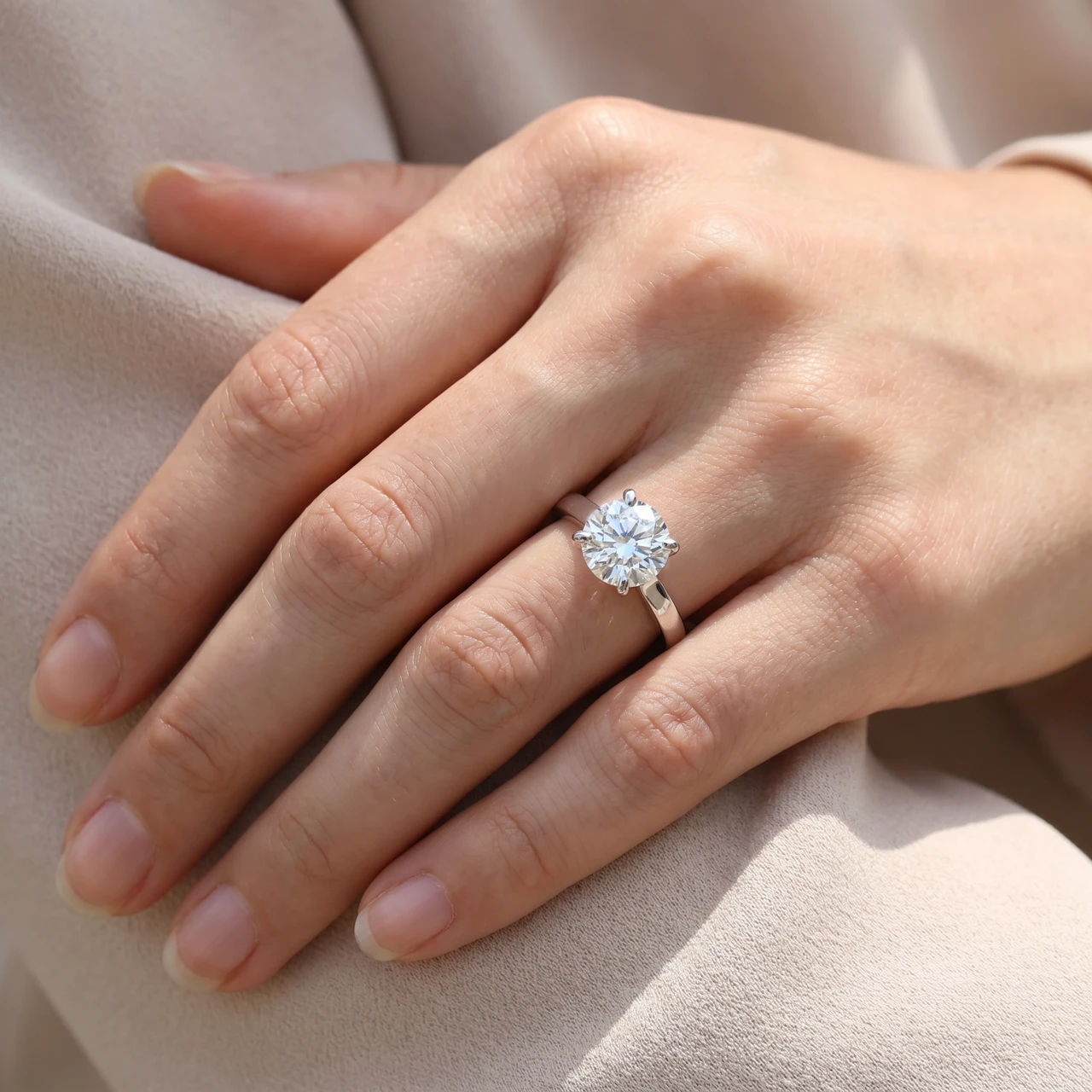 1 ct Diamond Solitaire Engagement Ring 14k White Gold (G-H, SI)