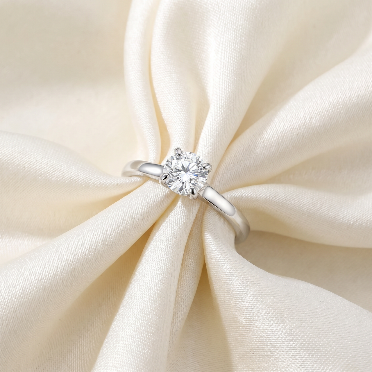 1 ct Diamond Solitaire Engagement Ring 14k White Gold (G-H, SI)