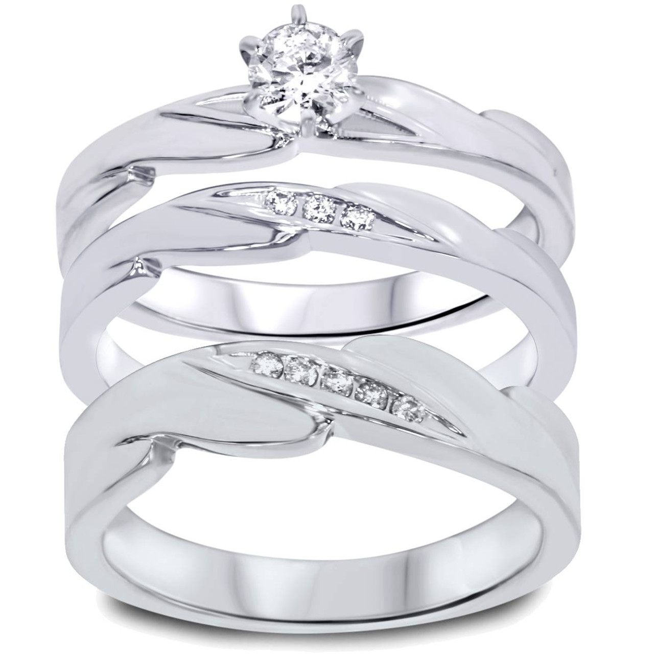My Trio Rings - The Jasmine trio ring set https://www.mytriorings.com/trio- ring-sets/bt573w14k-c000-3-4-carat-t-w-round-cut-diamond-matching-trio -wedding-ring-set-14k-white-gold.html?utm_source=fb&utm_medium=org&utm_campaign=jasmine&utm_term  ...