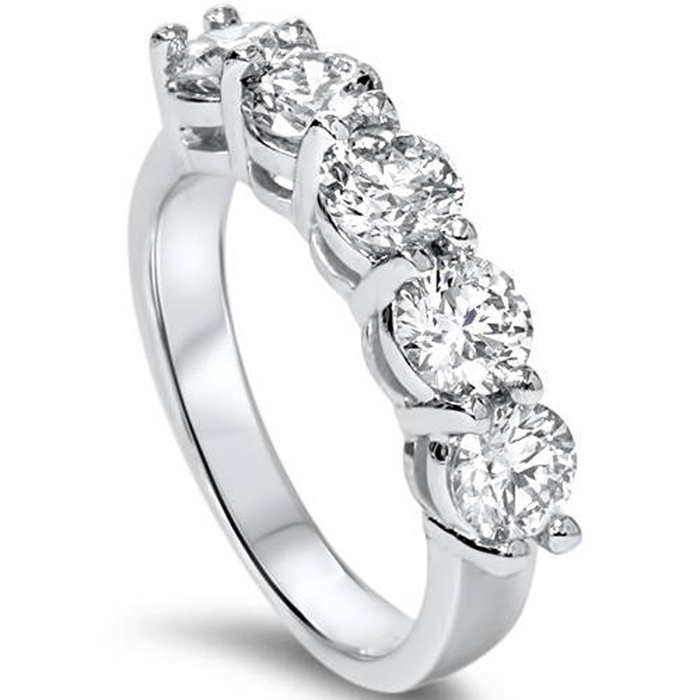 2ct Real Round Solitaire Diamond Wedding Anniversary 14K White Gold Ring (G-H, I1)