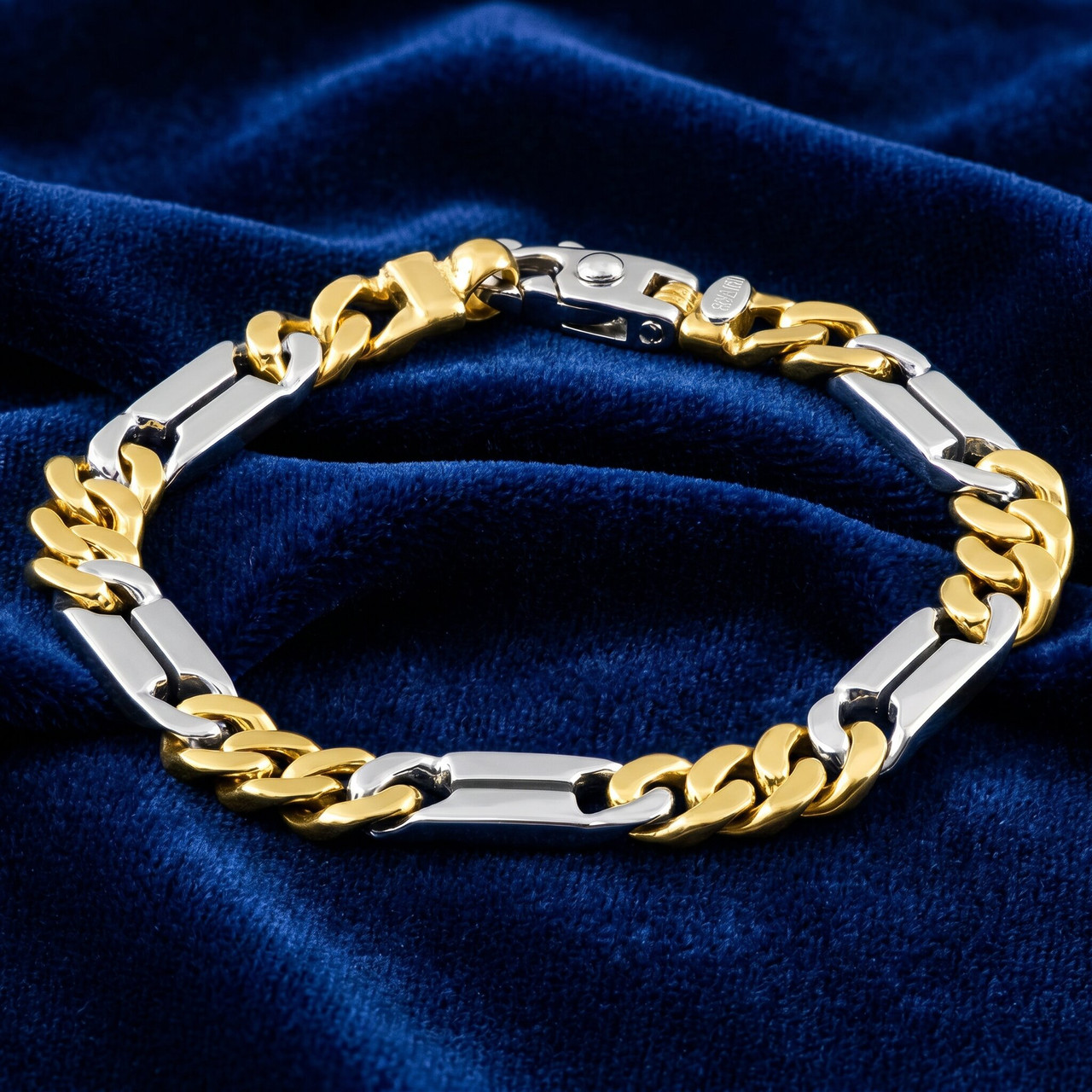 Men's Figaro 14k Gold (44gram) or Platinum (71gram) 9mm Link Bracelet 8.25"