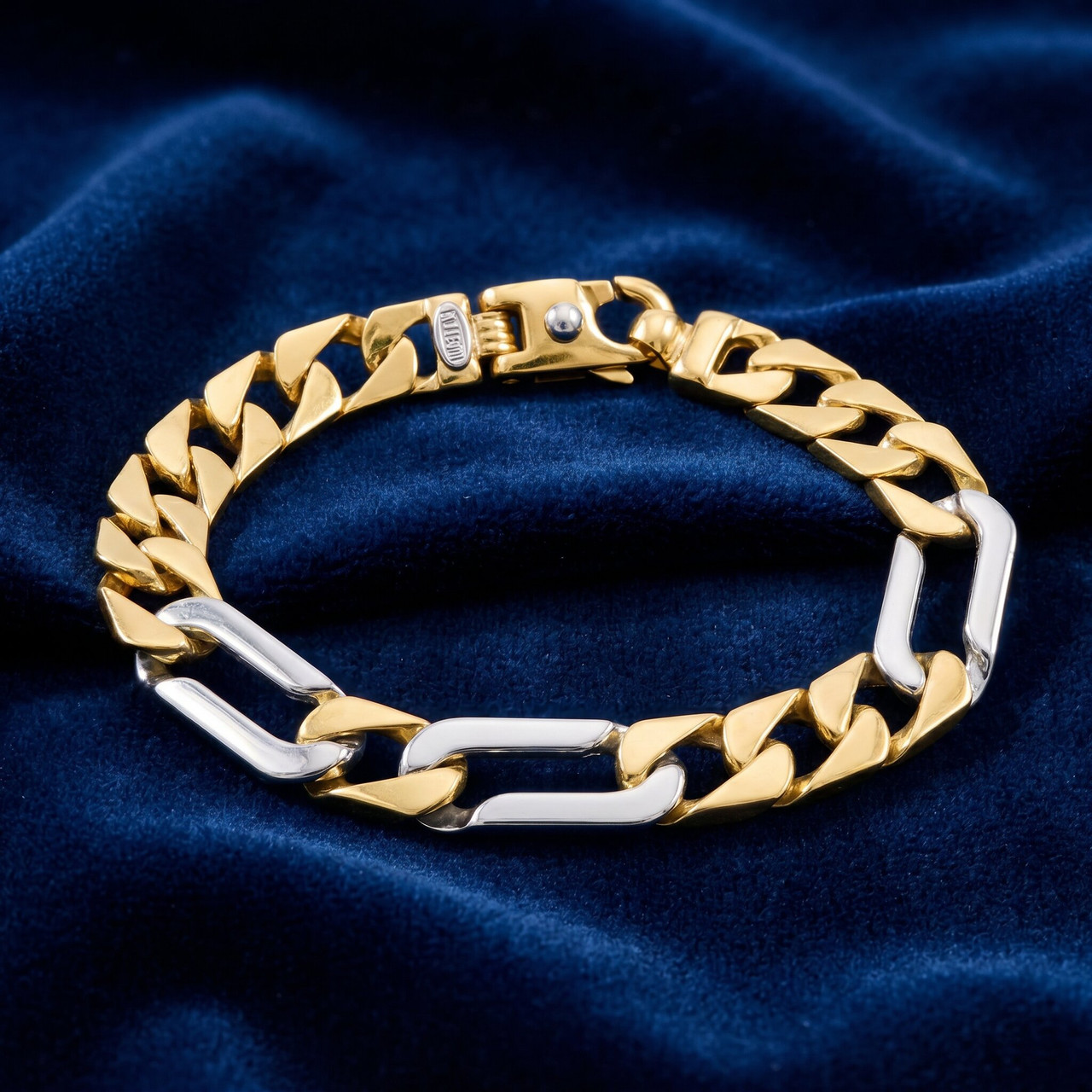 Men's Figaro Link 14k Gold (43gram) or Platinum (69gram) 11mm Bracelet 8.25"