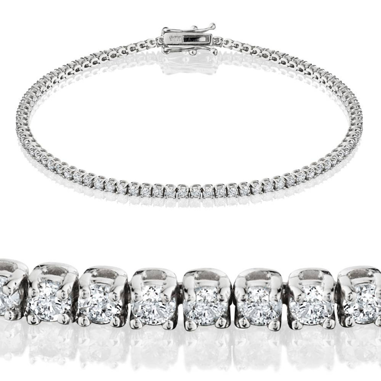 2 1/2ct Round Cut Diamond Tennis Bracelet Solid 14K White Gold 7