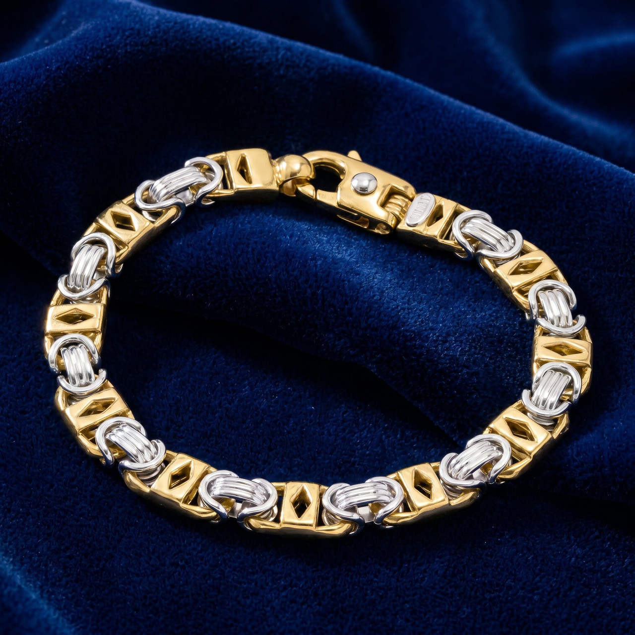 Men's Designer Byzantine Link 14k Gold (45gram) or Platinum (73gram) 9mm Bracelet 8.5"