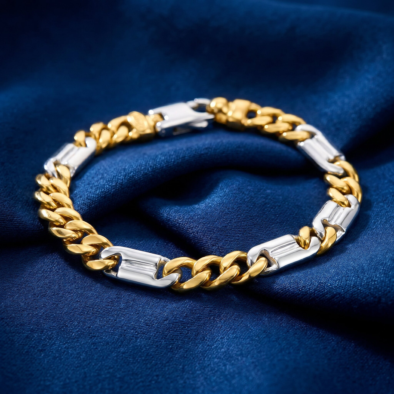 Men's Figaro Link 14k Gold (38gram) or Platinum (61gram) 7mm Bracelet 8.5"