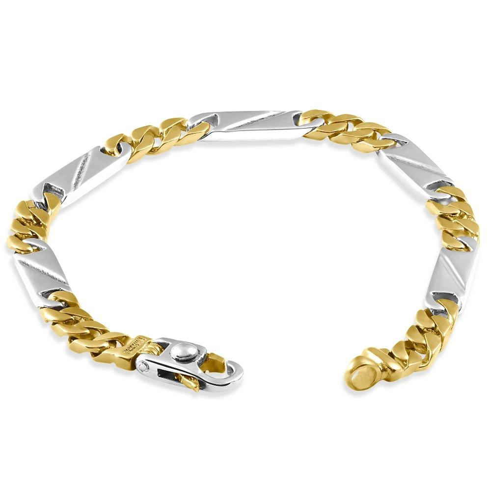 Men's Figaro link 14k Gold (22gram) or Platinum (36gram) 6mm Bracelet 8.5"