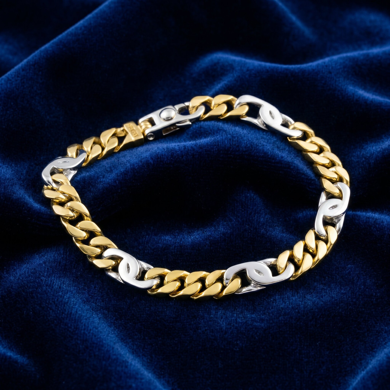 Men's Figaro link 14k Gold (19gram) or Platinum (31gram) 6mm Bracelet 8"