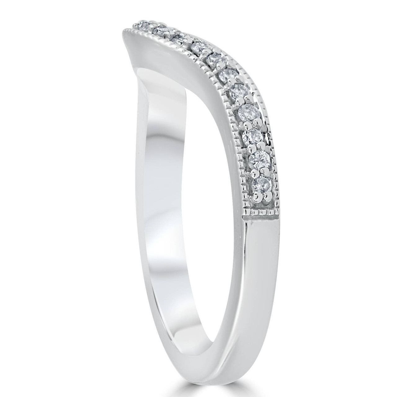 1/5ct Curved Diamond Wedding Band 14K White Gold (G-H, I1)