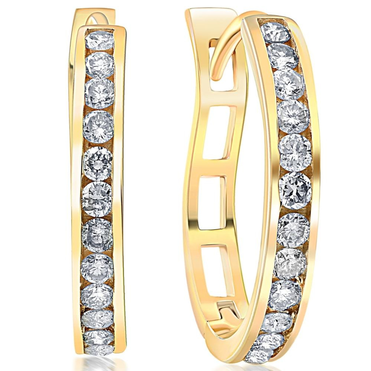 1/2Ct Diamond Hoops in 10k White or Yellow Gold